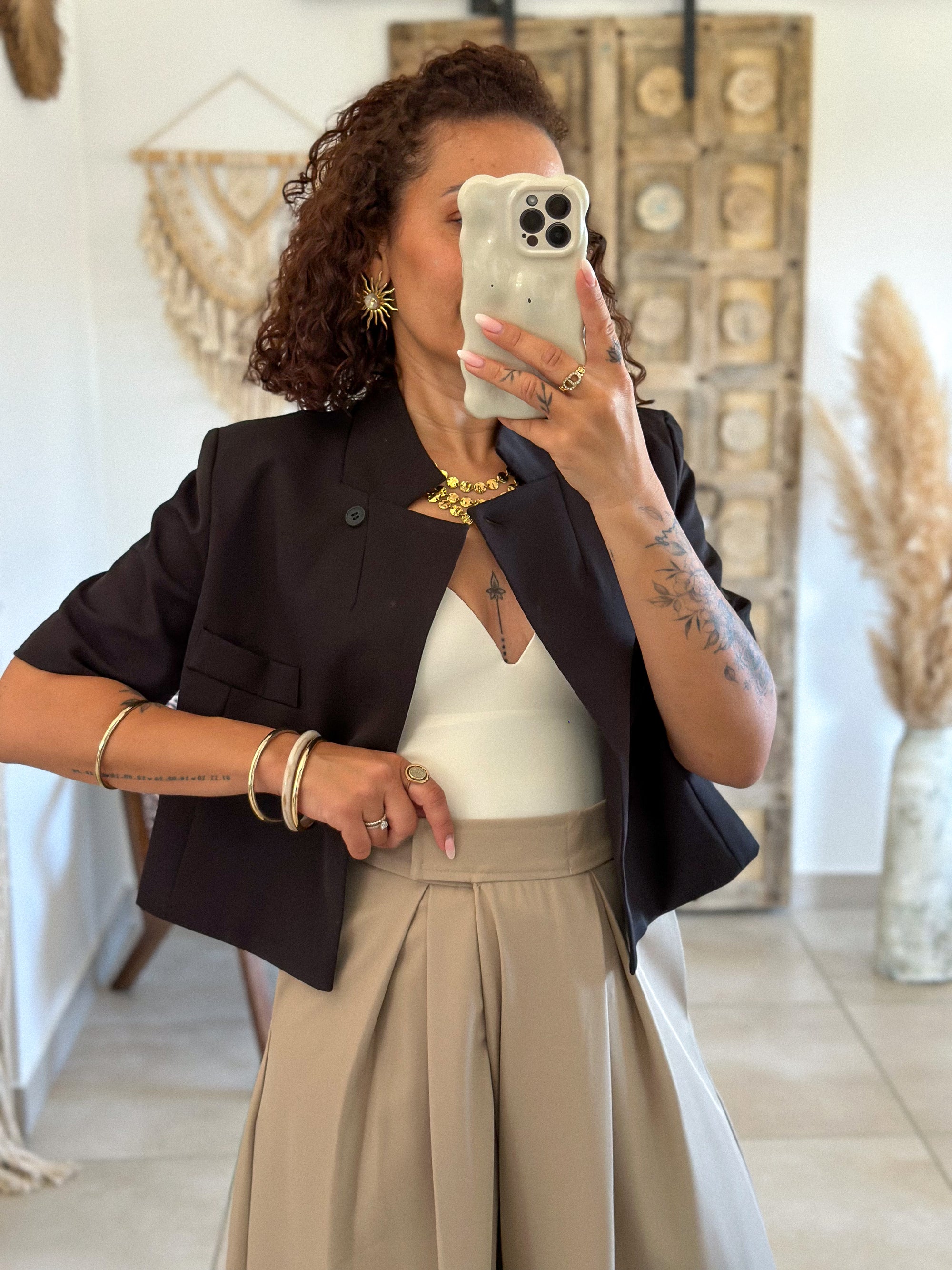 Blazer Tyra - Croisé court noir