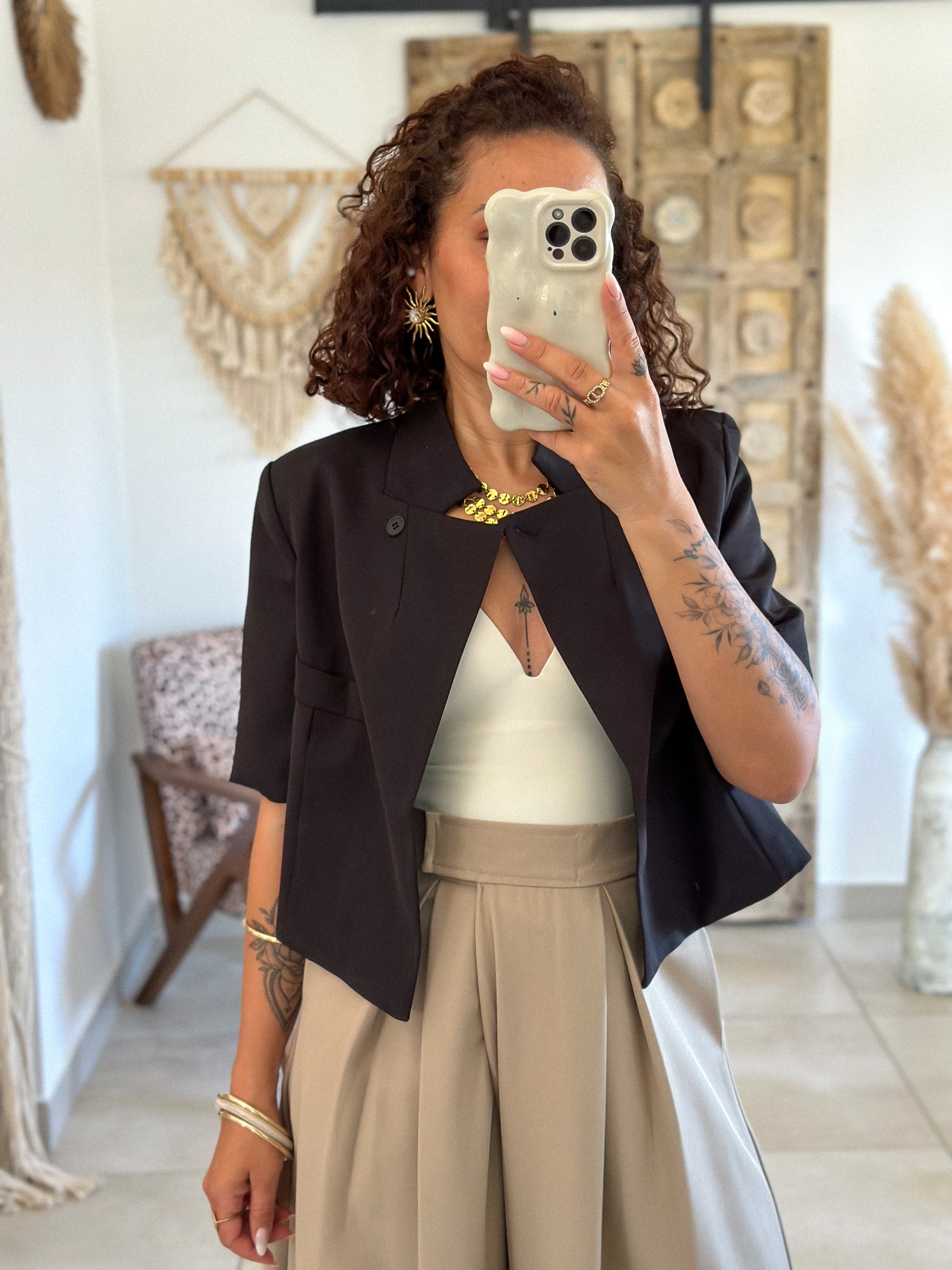 Blazer Tyra - Croisé court noir