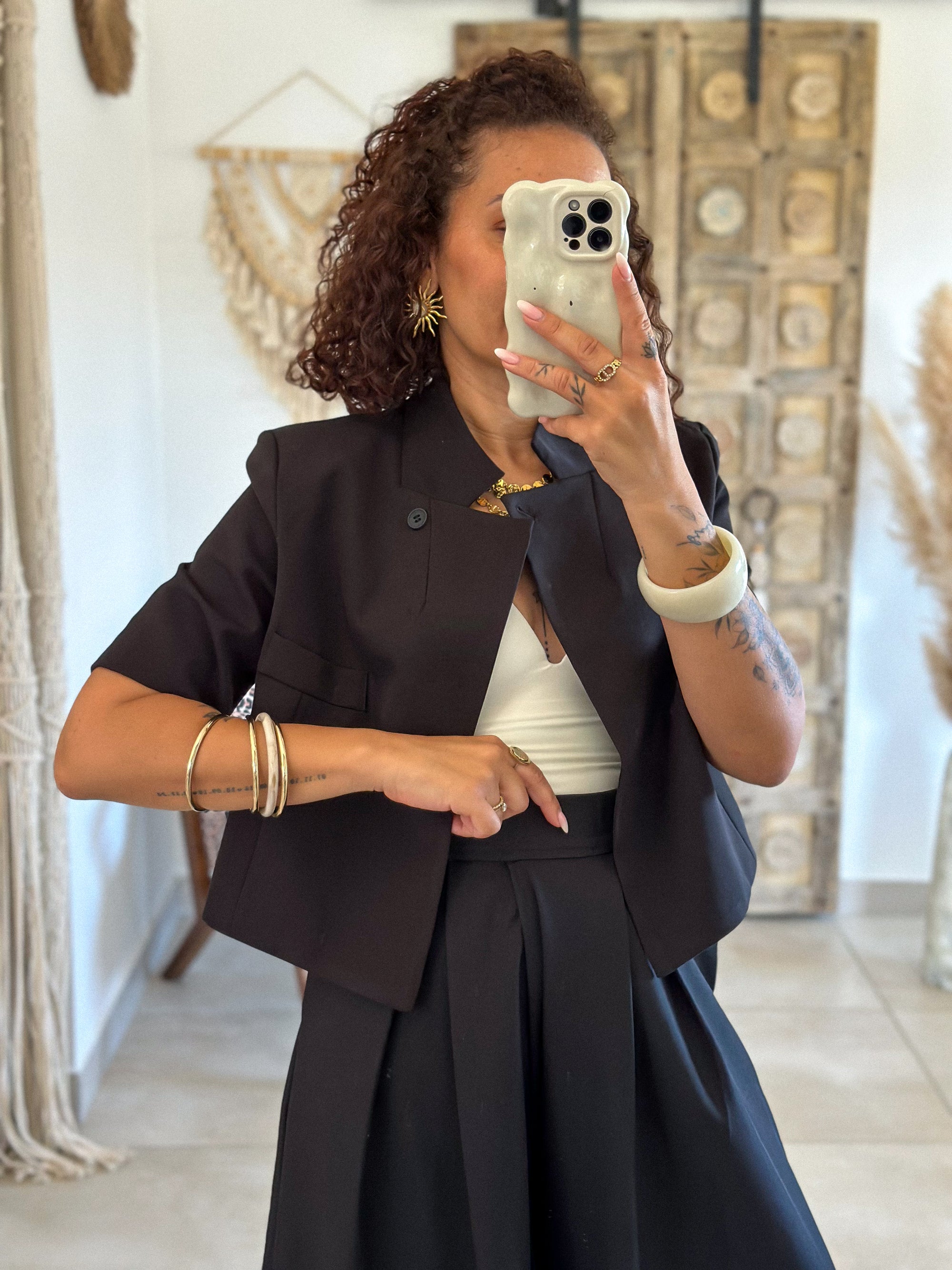 Blazer Tyra - Croisé court noir