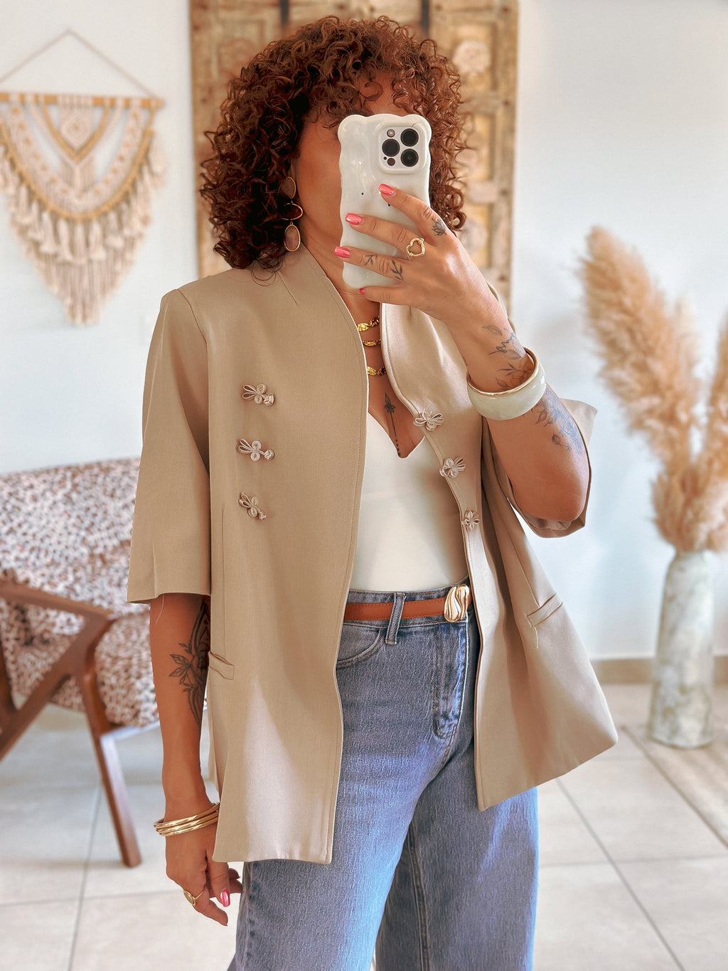 Blazer May - Beige boutons brandbourg