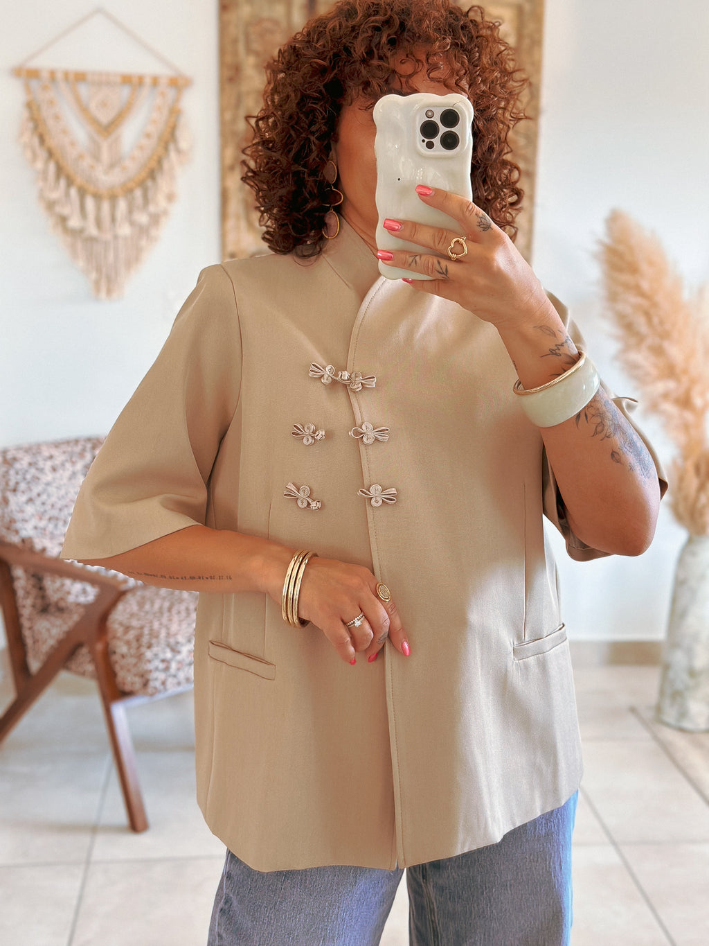 Blazer May - Beige boutons brandbourg