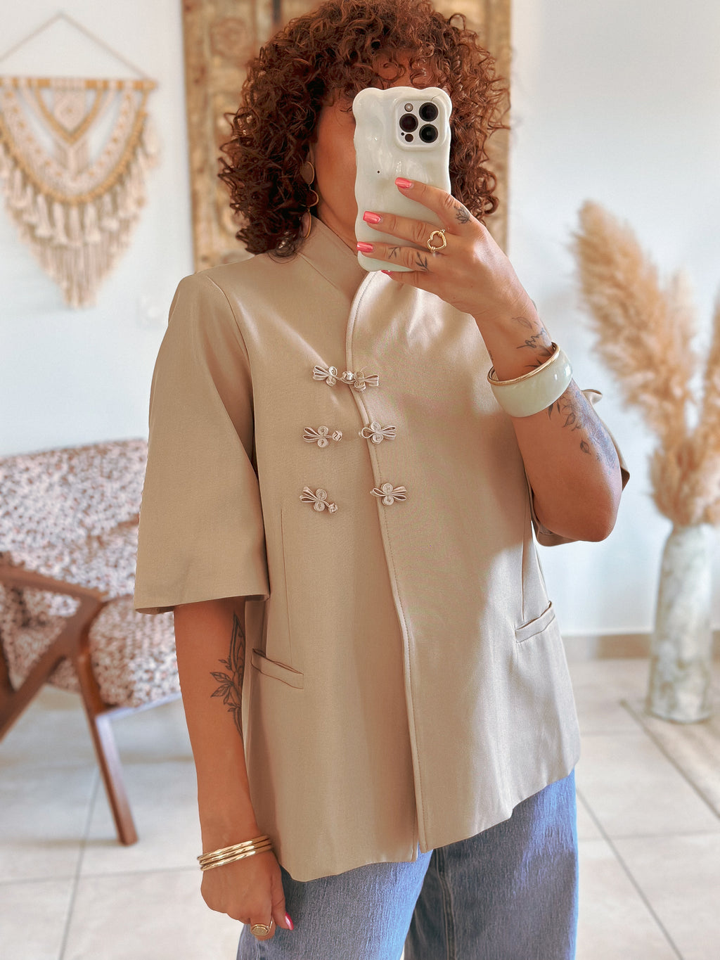 Blazer May - Beige boutons brandbourg