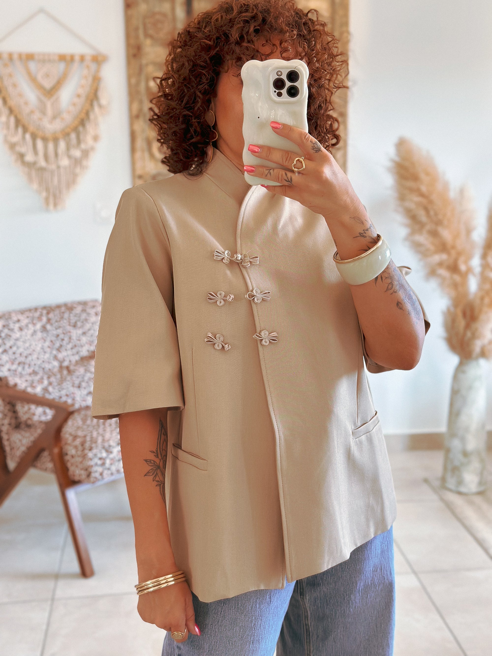 Blazer May - Beige boutons brandbourg