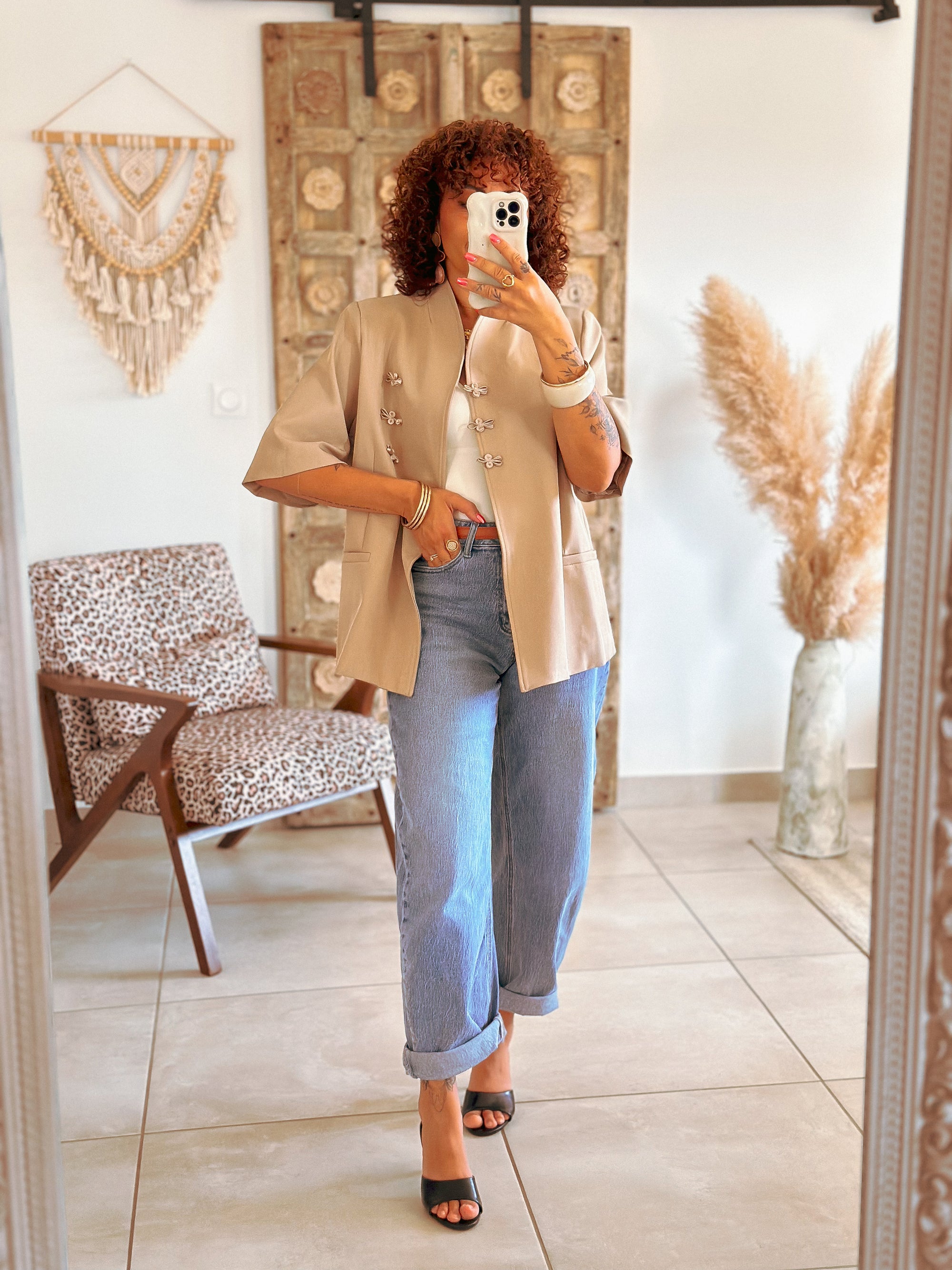 Blazer May - Beige boutons brandbourg