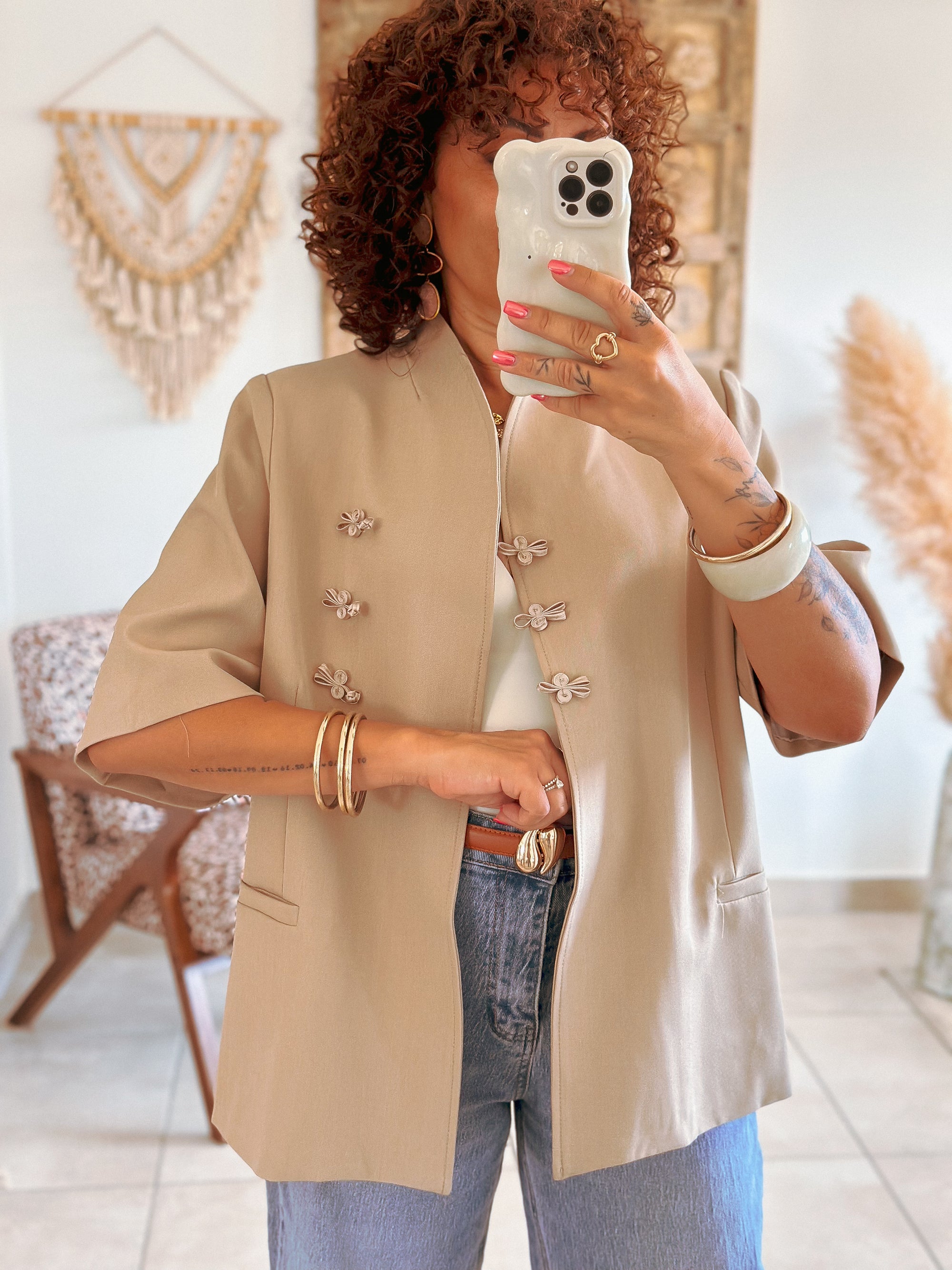 Blazer May - Beige boutons brandbourg