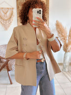 Blazer May - Beige boutons brandbourg