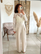 Blouse Taylor - Beige à perles