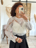 Blouse Taylor - Blanc à perles