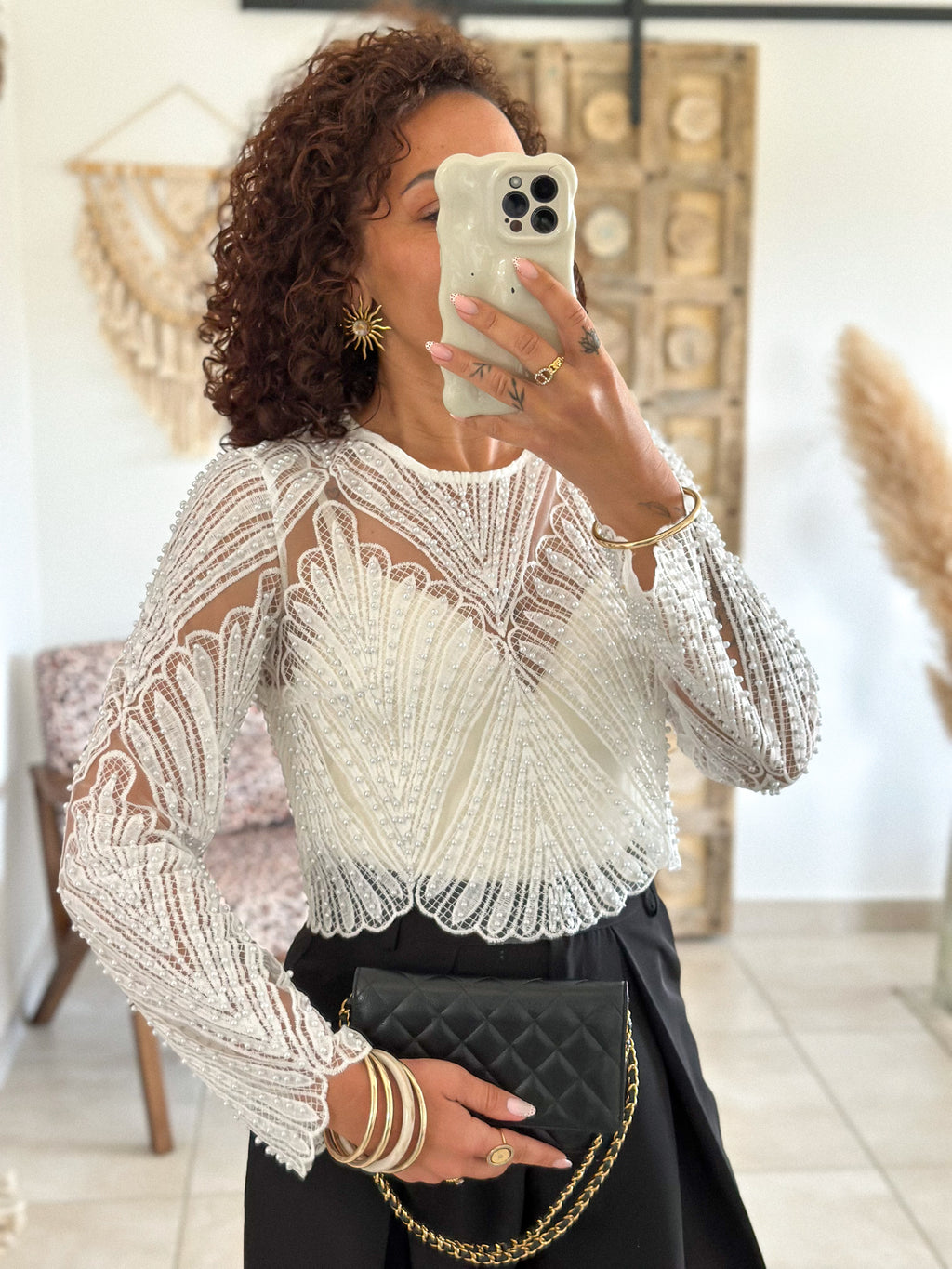 Blouse Taylor - Blanc à perles
