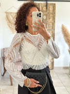 Blouse Taylor - Blanc à perles