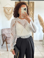 Blouse Taylor - Blanc à perles