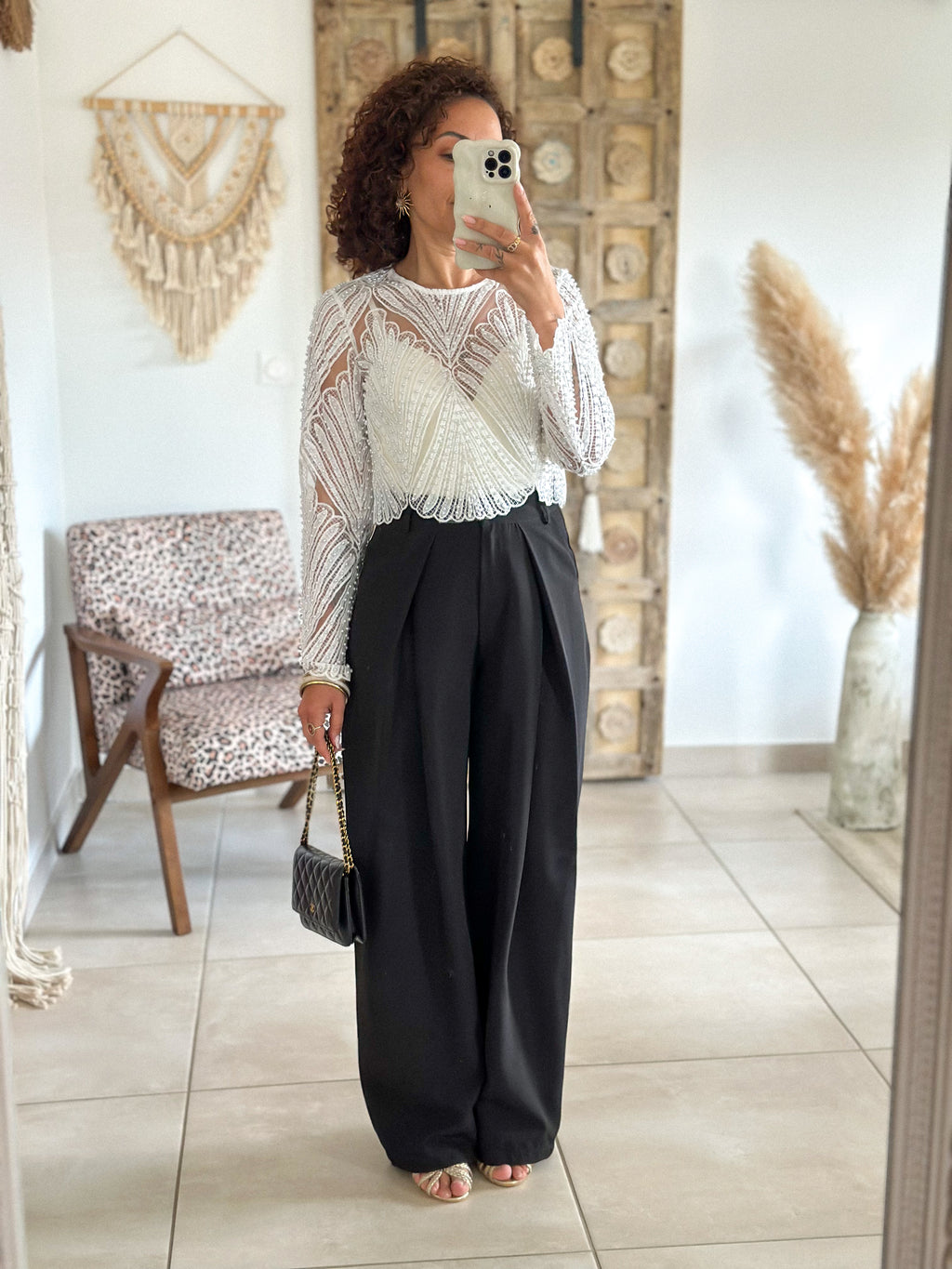 Blouse Taylor - Blanc à perles