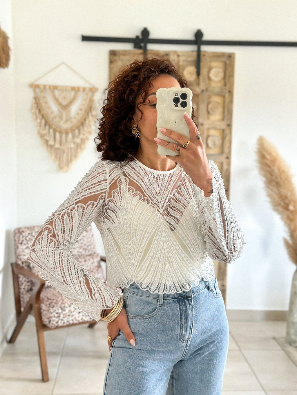 Blouse Taylor - Blanc à perles