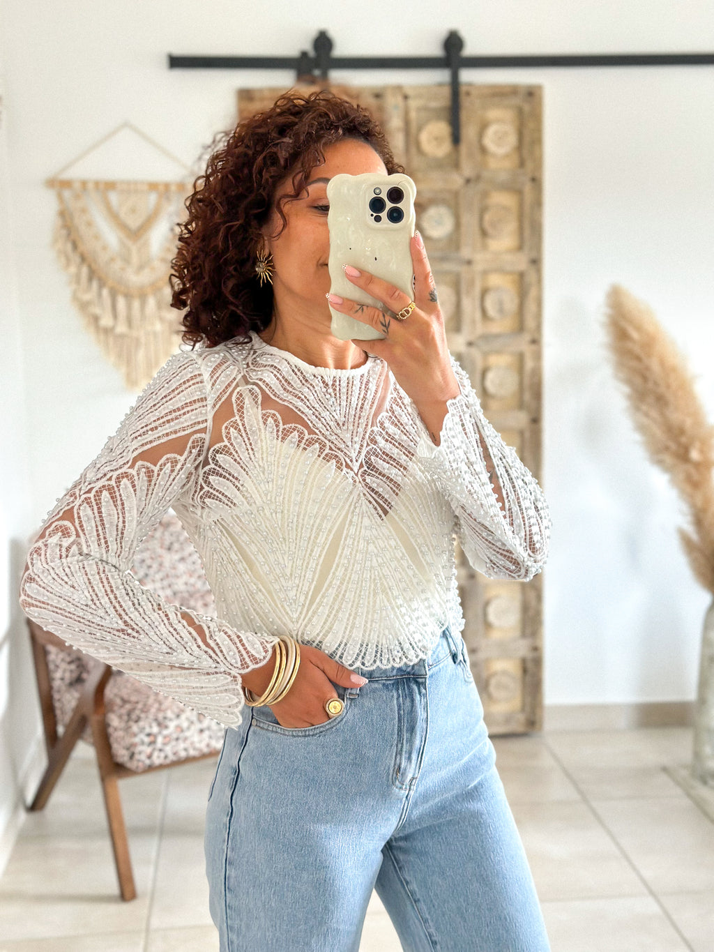 Blouse Taylor - Blanc à perles