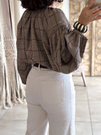 Blouse Adelys - Carreaux marron