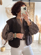 Blouse Adelys - Carreaux marron