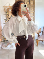 Blouse Anaëlle - Blanc Col lavallière