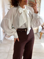 Blouse Anaëlle - Blanc Col lavallière