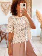 Blouse Jill - Dentelle graphique beige