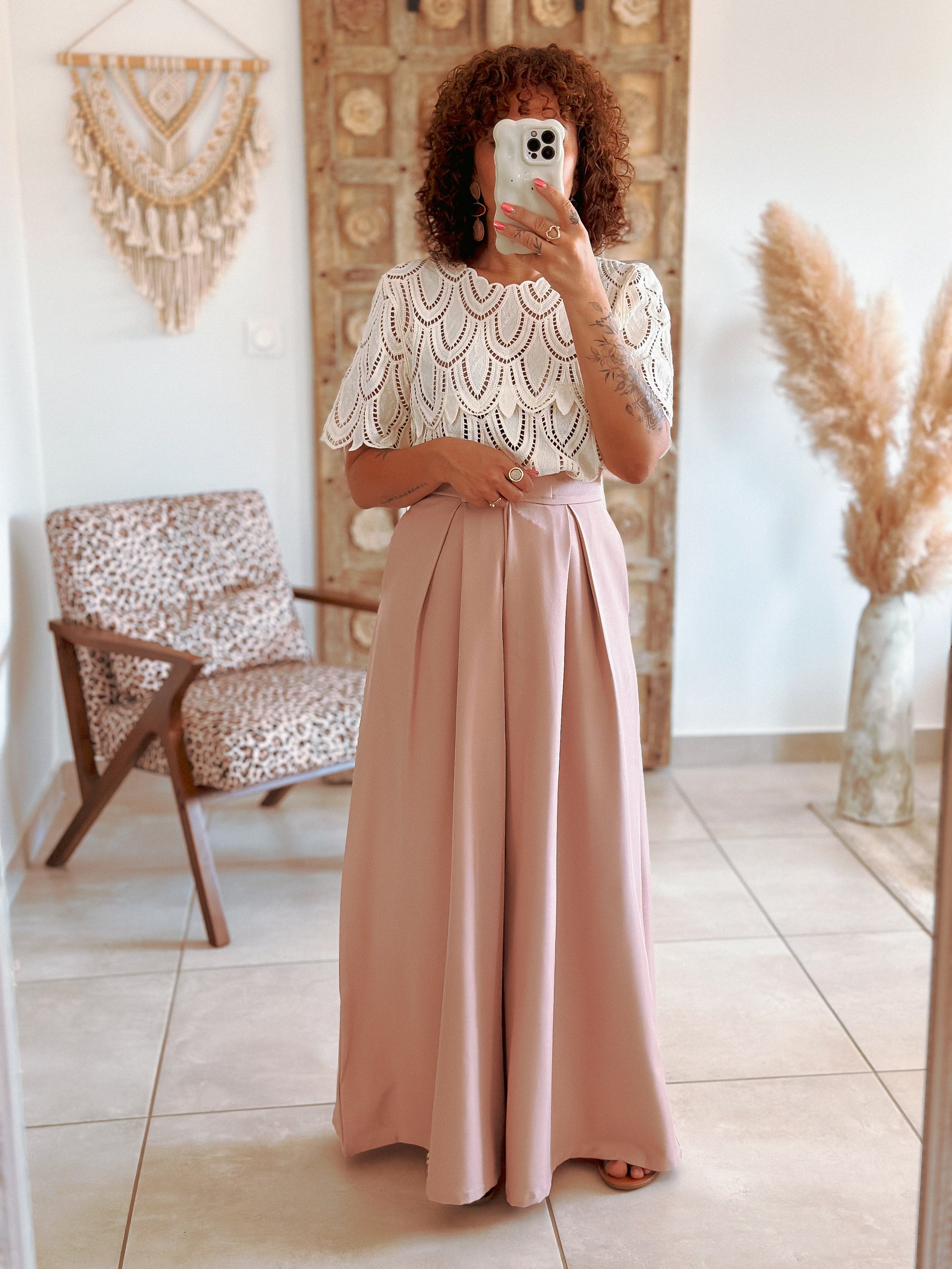 Blouse Jill - Dentelle graphique beige