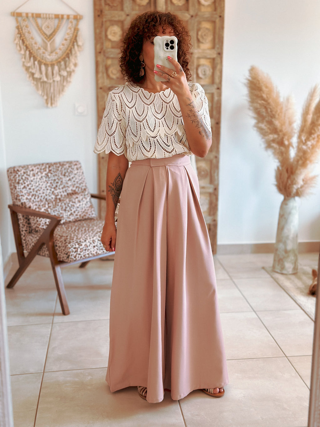Blouse Jill - Dentelle graphique beige
