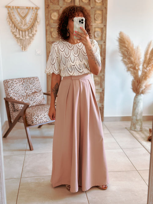 Jill Blouse - Graphic beige lace