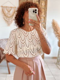 Blouse Jill - Dentelle graphique beige