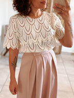 Blouse Jill - Dentelle graphique beige