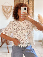 Blouse Jill - Dentelle graphique beige