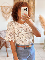 Blouse Jill - Dentelle graphique beige