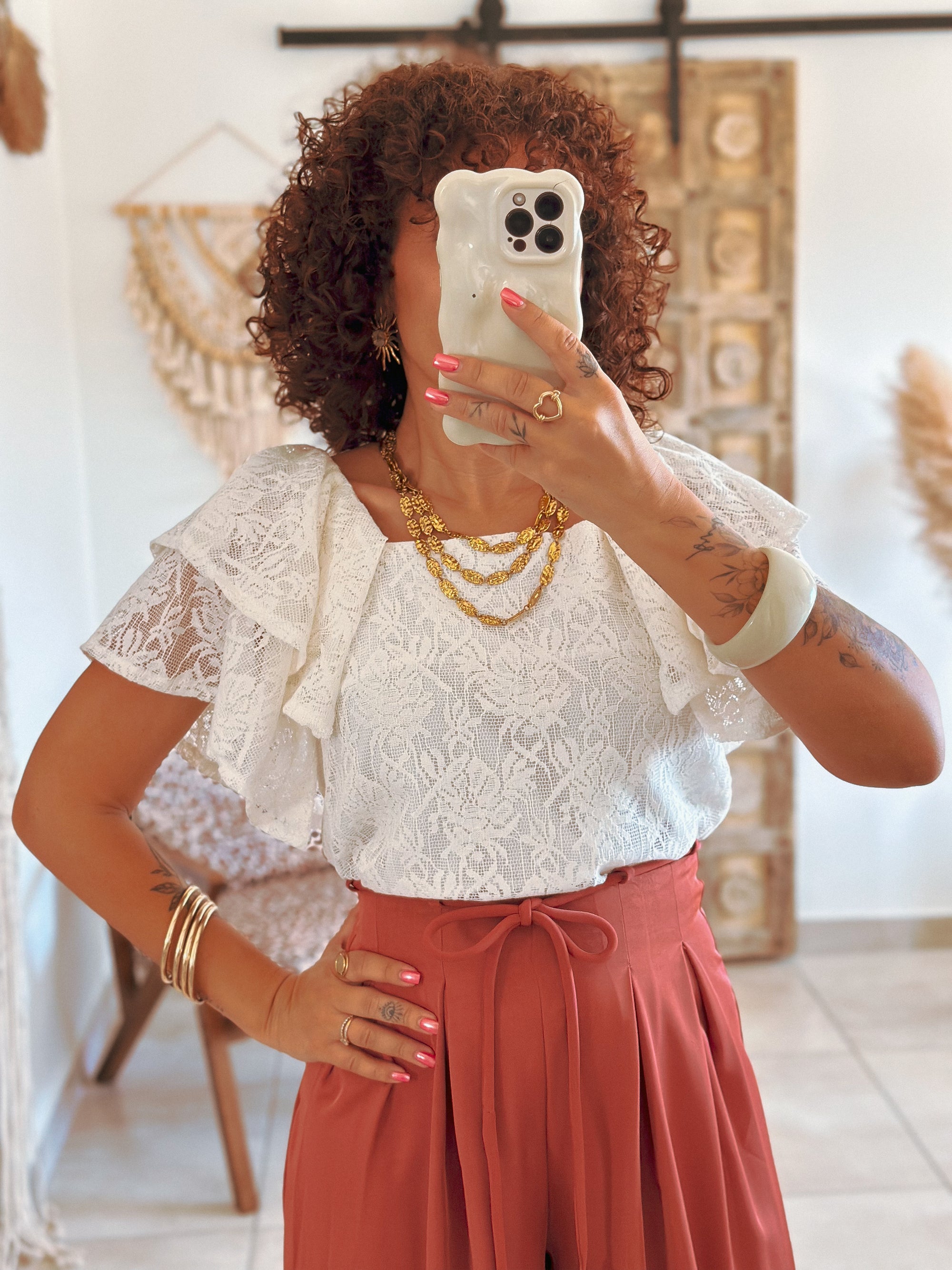 Blouse Manolia - Dentelle blanche