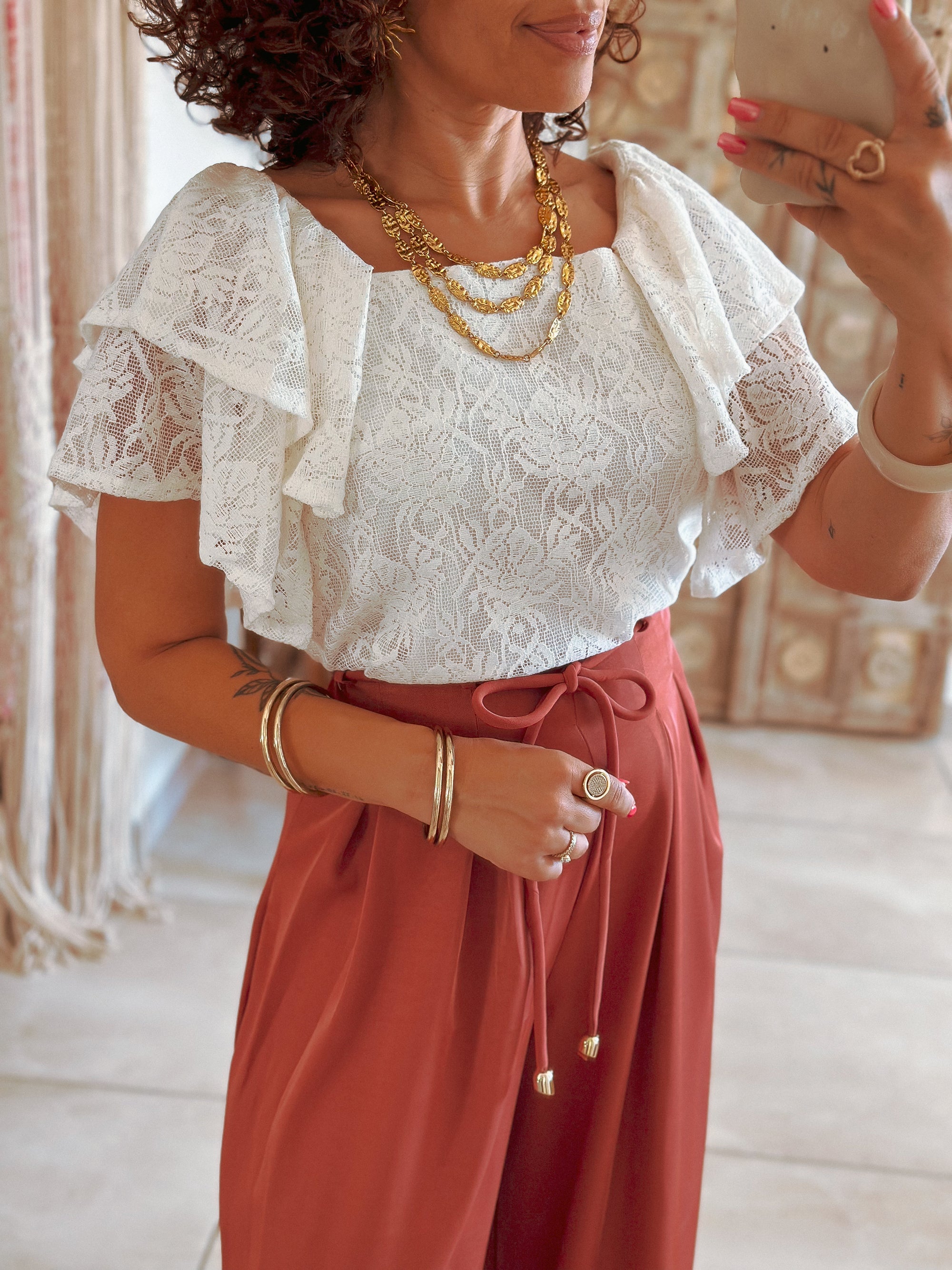 Blouse Manolia - Dentelle blanche