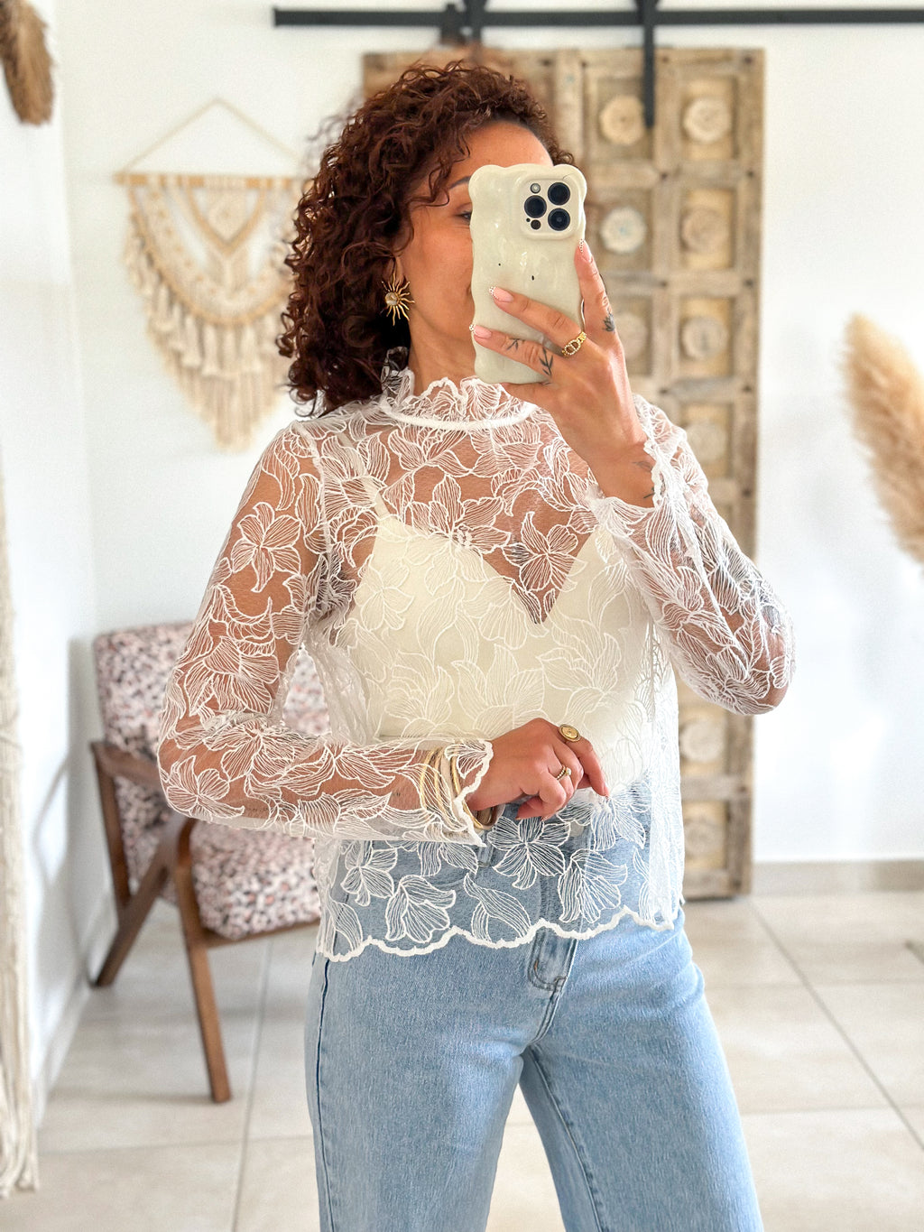 Blouse Shawna - dentelle blanche