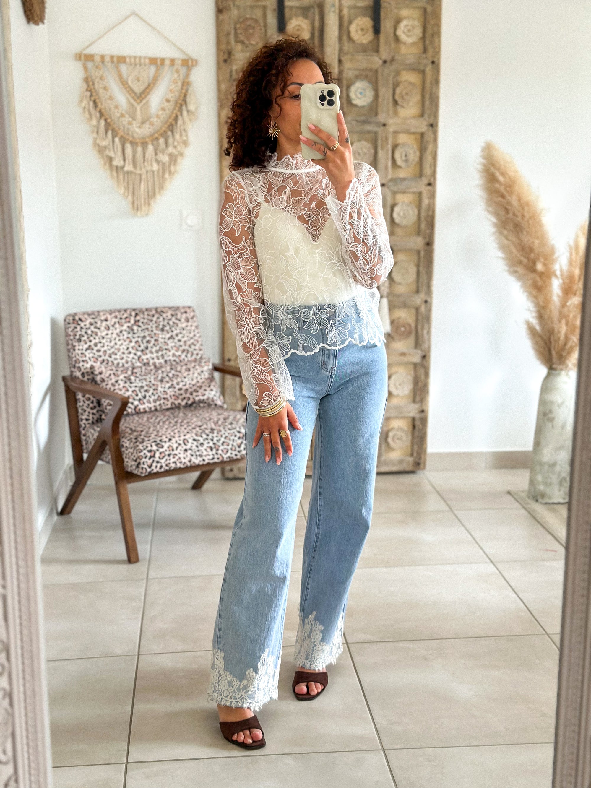 Blouse Shawna - dentelle blanche