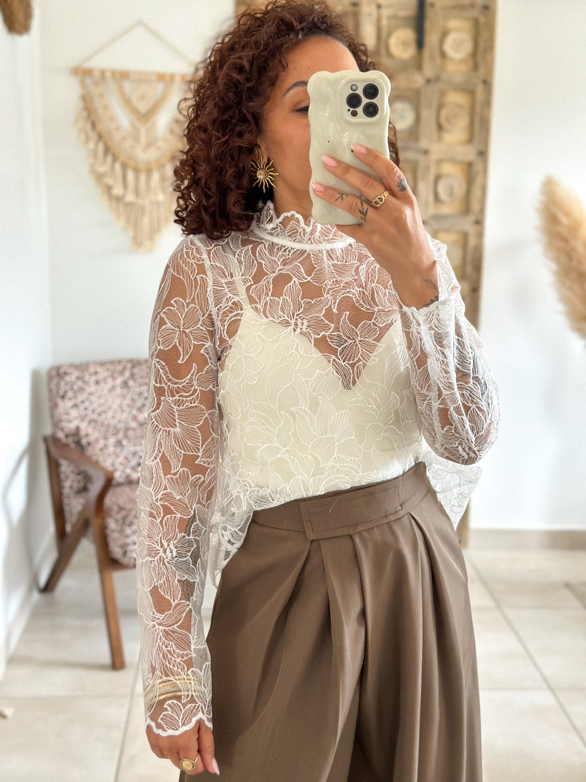 Blouse Shawna - dentelle blanche