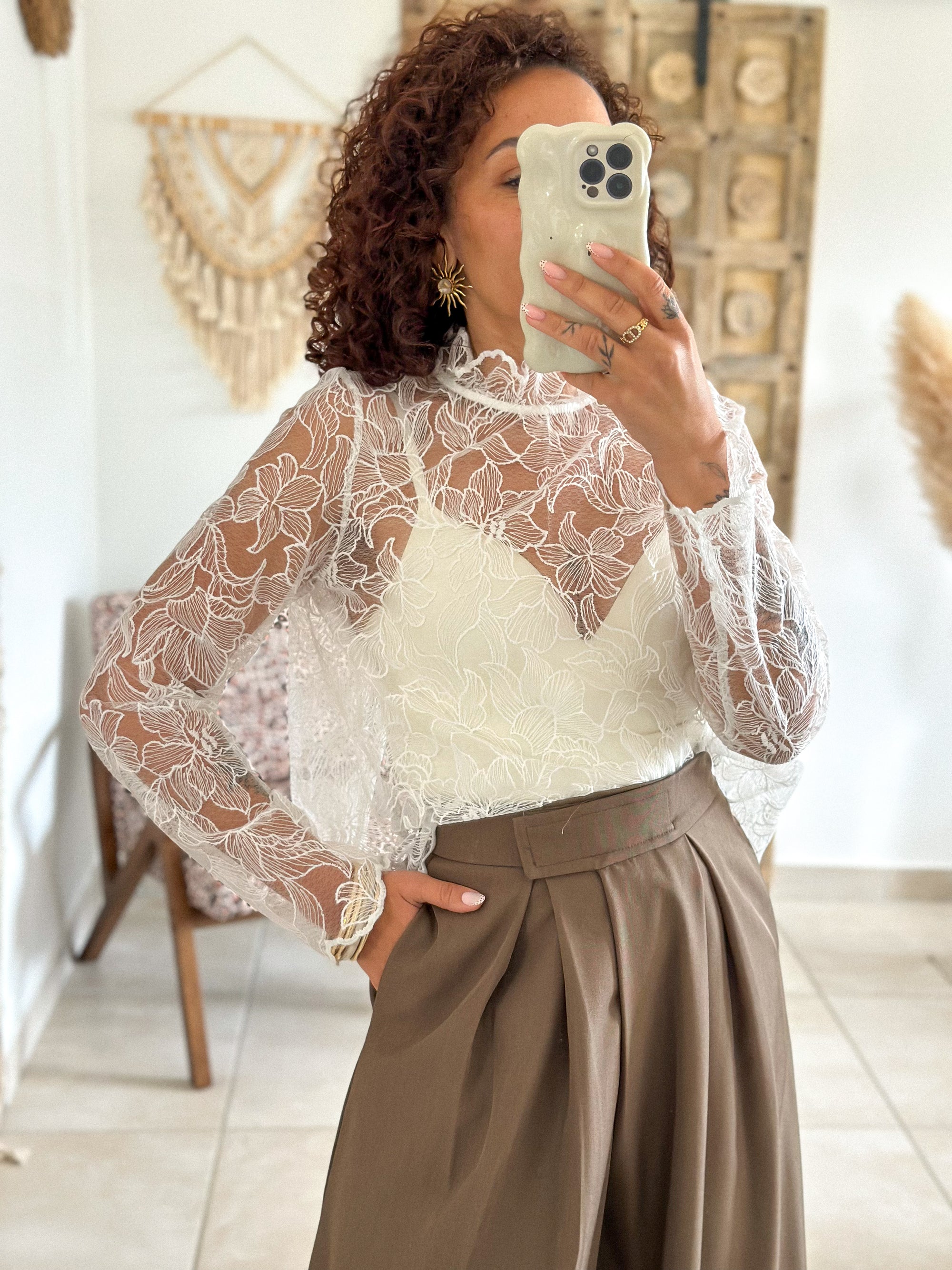 Blouse Shawna - dentelle blanche