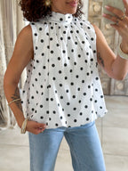 Blouse Bali - Blanche à pois