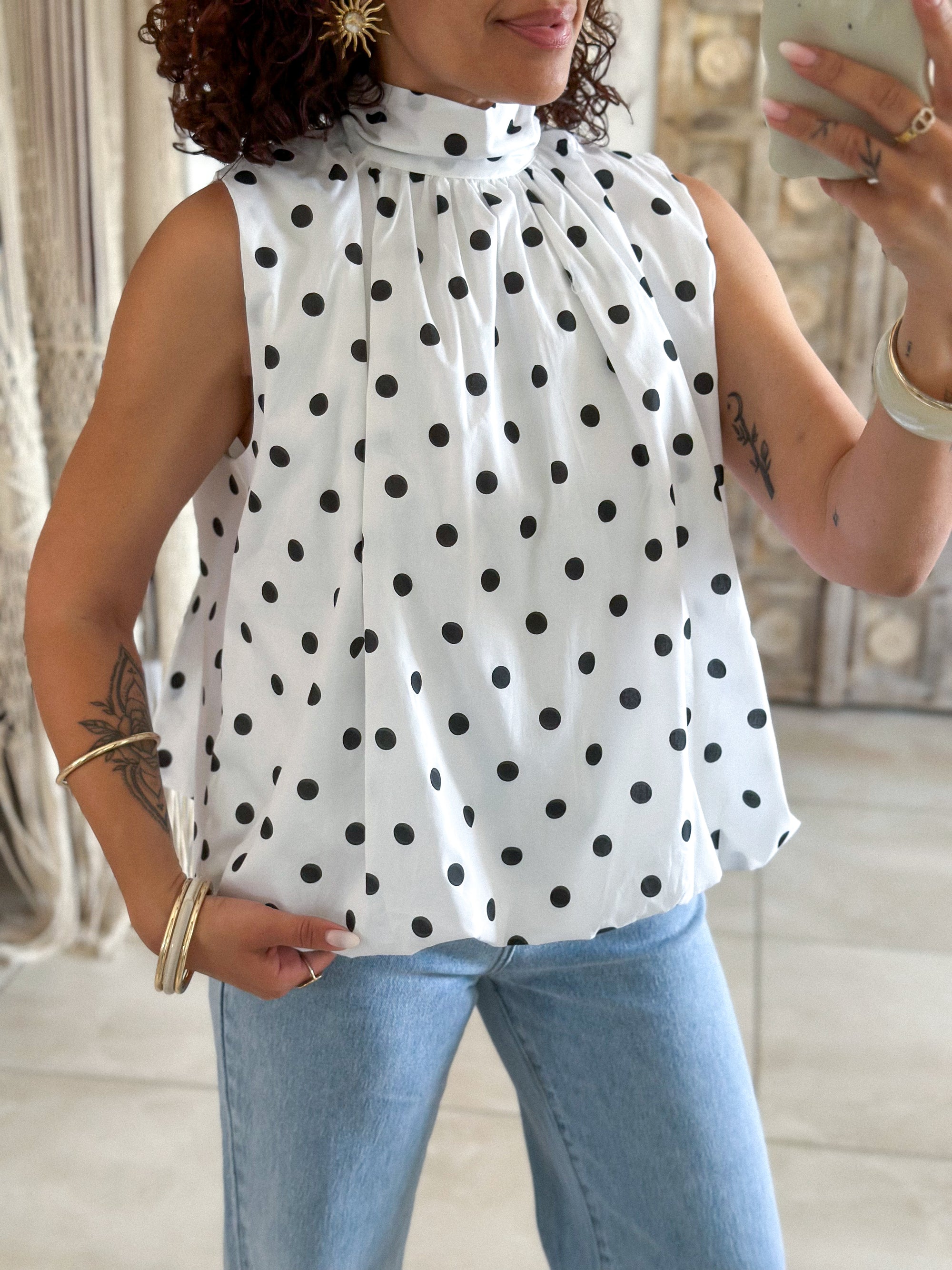 Blouse Bali - Blanche à pois