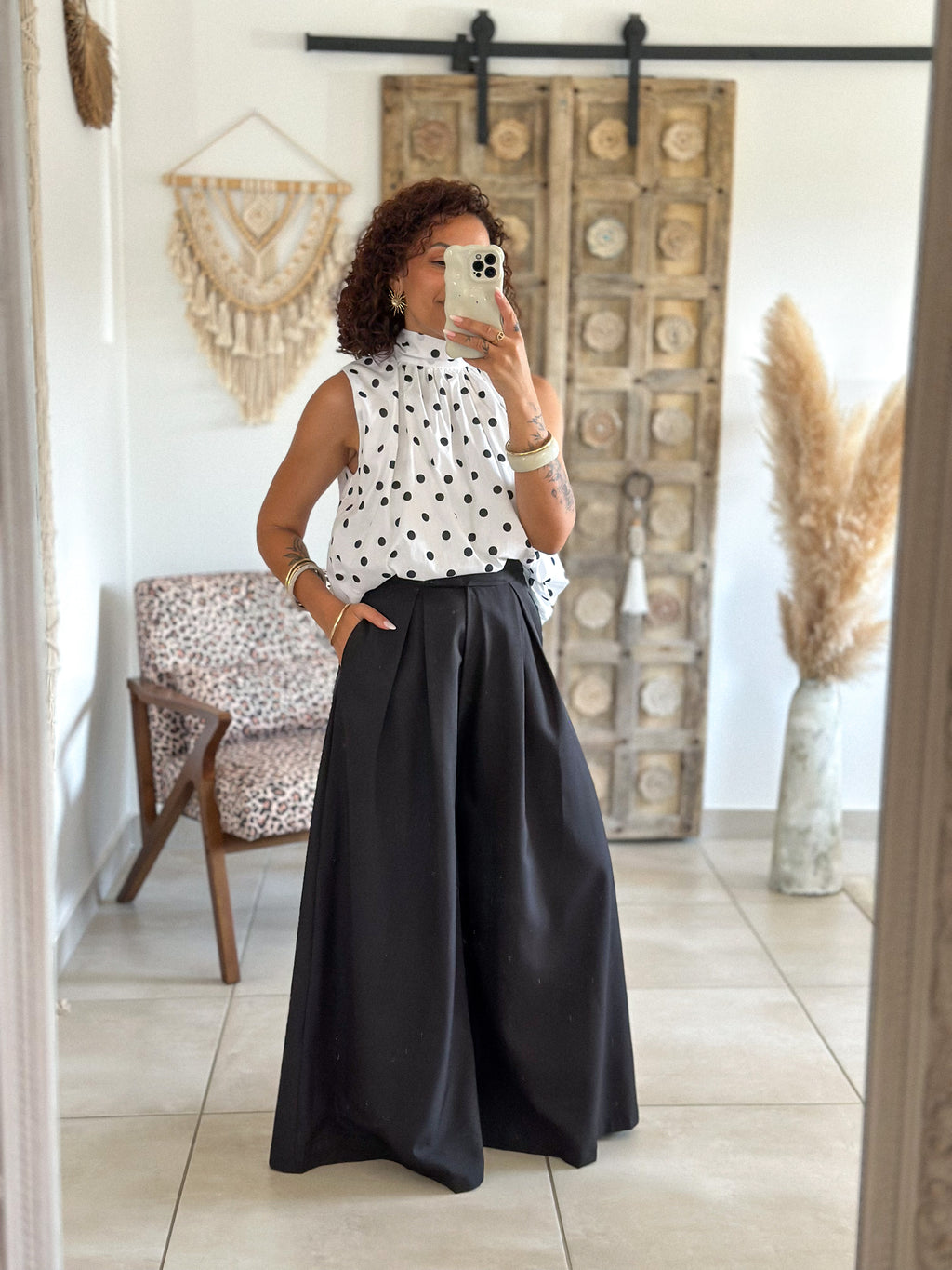 Blouse Bali - Blanche à pois