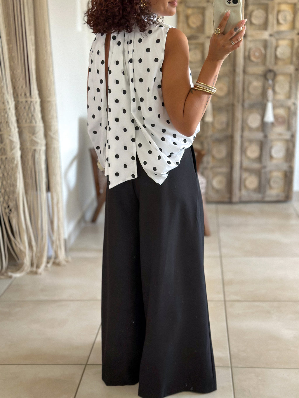 Blouse Bali - Blanche à pois
