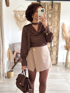Blouse Emyra - Satin chocolat
