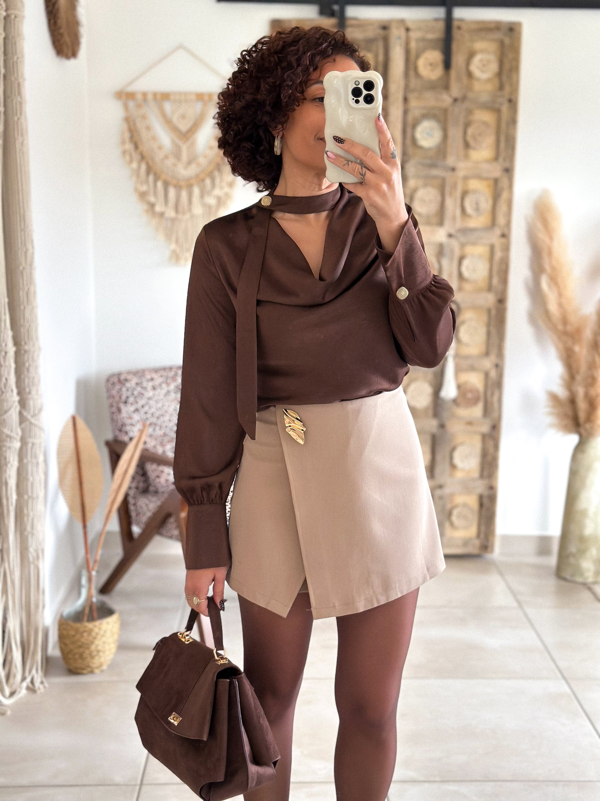 Blouse Emyra - Satin chocolat