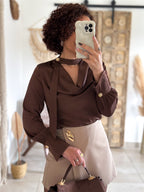 Blouse Emyra - Satin chocolat