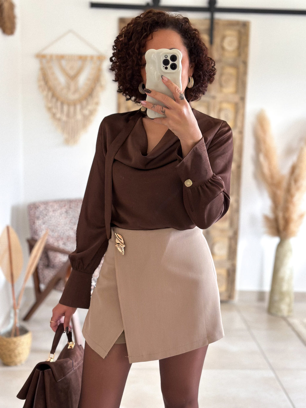 Blouse Emyra - Satin chocolat