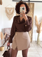 Blouse Emyra - Satin chocolat