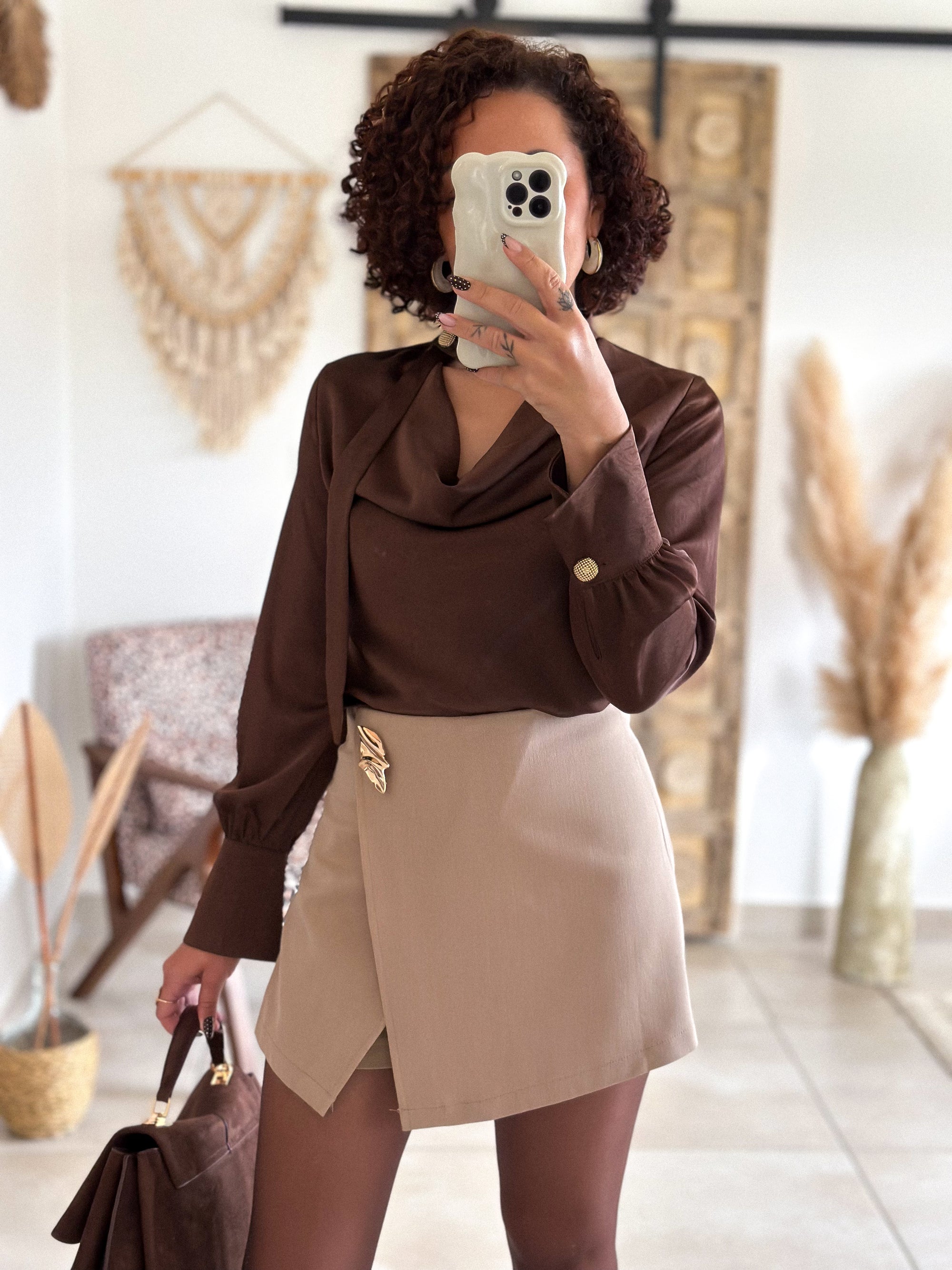 Blouse Emyra - Satin chocolat