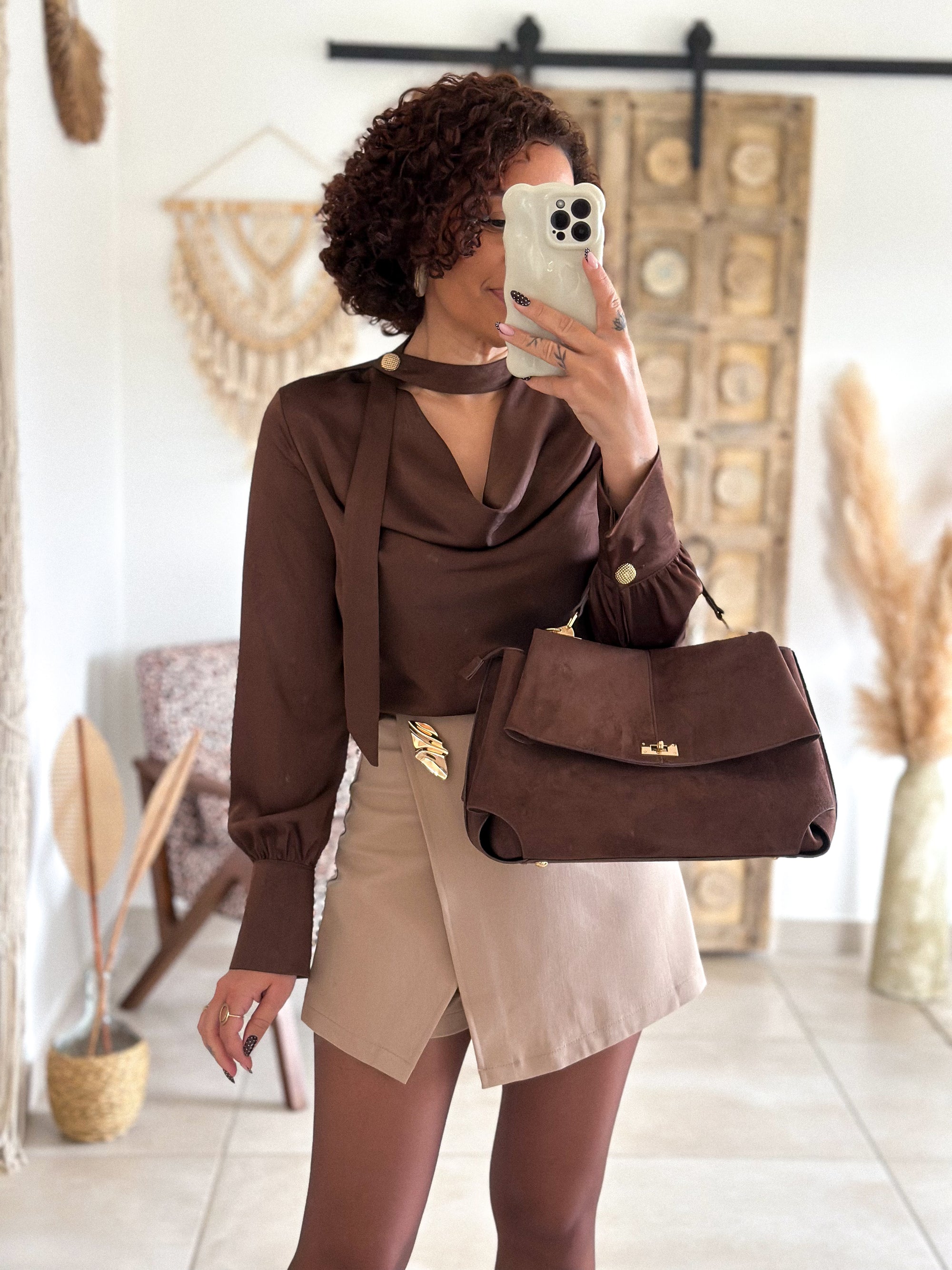 Blouse Emyra - Satin chocolat