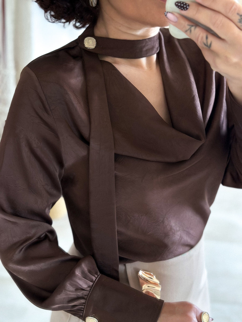 Blouse Emyra - Satin chocolat