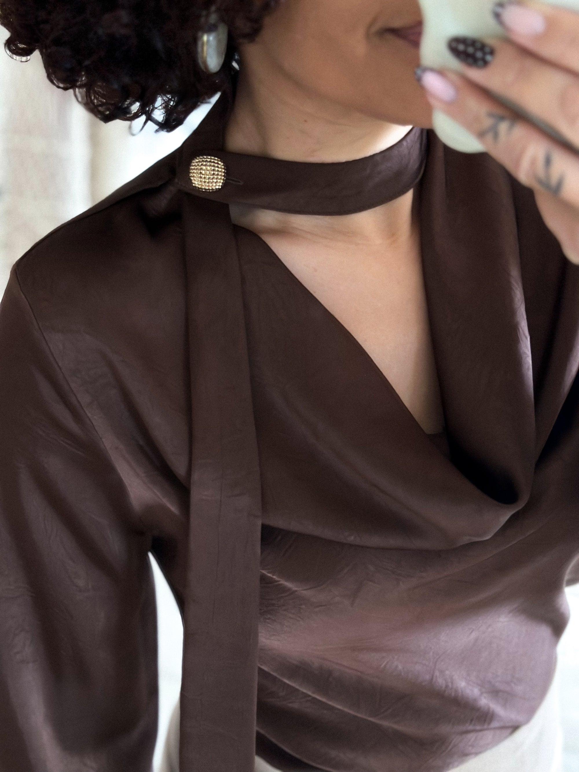 Blouse Emyra - Satin chocolat