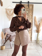 Blouse Emyra - Satin chocolat